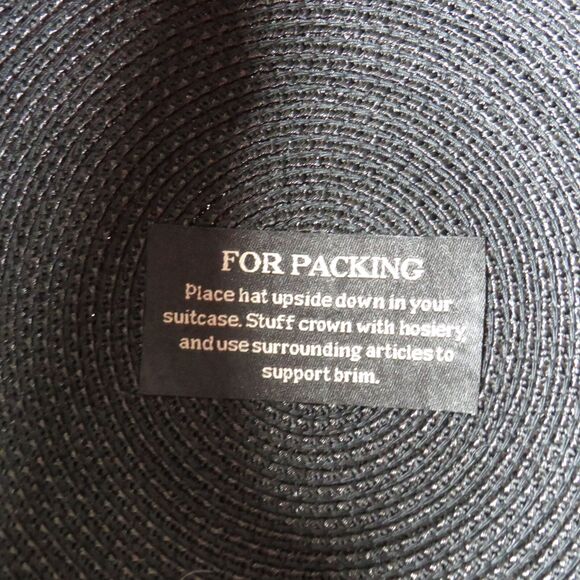 Eric Javits Black Wide Brim Floppy Straw Sun Hat $285 - Picture 4 of 7